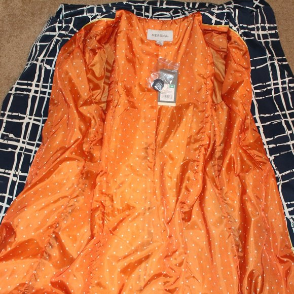 Merona Trench Coat - Sz Med Navy and White - Picture 3 of 6